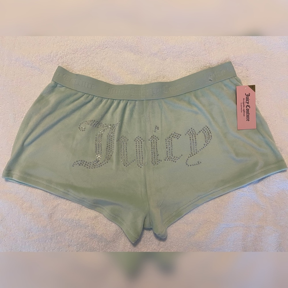 Juicy couture green rhinestone velour sleep shorts 💚